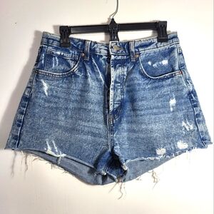 Wild Fable button up distressed rough hem jean shorts  women's 10  #2471